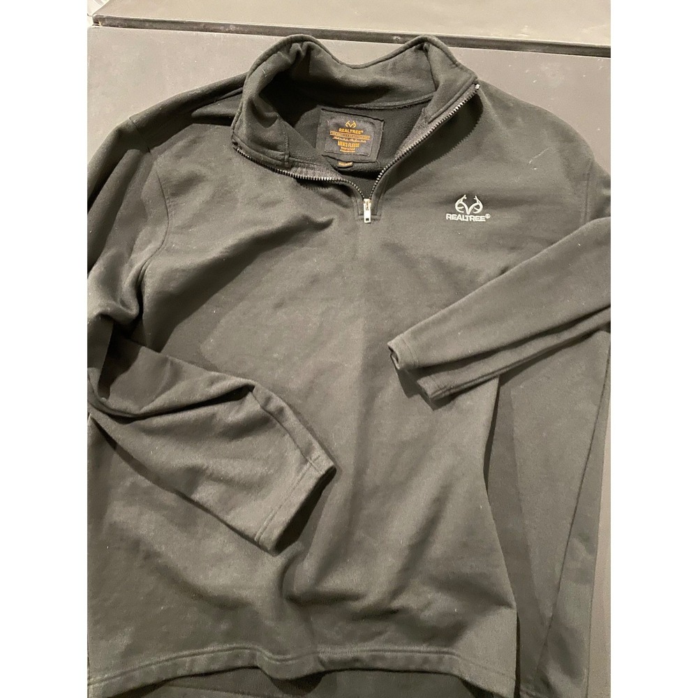 RealTree Men's Fleece Quarter Zip Pullover XXL 2X Black Outdoor